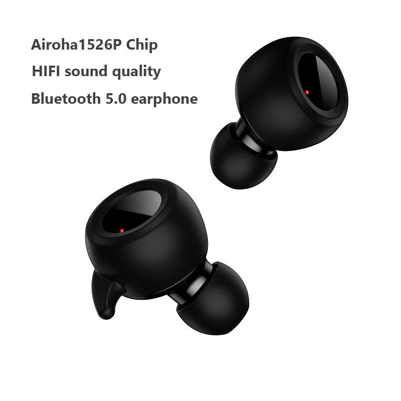 Airoha 1526p chip V5.0 wireless bluetooth earphone human engineering design HIFI stereo sound earbuds with 500mAh charging box |