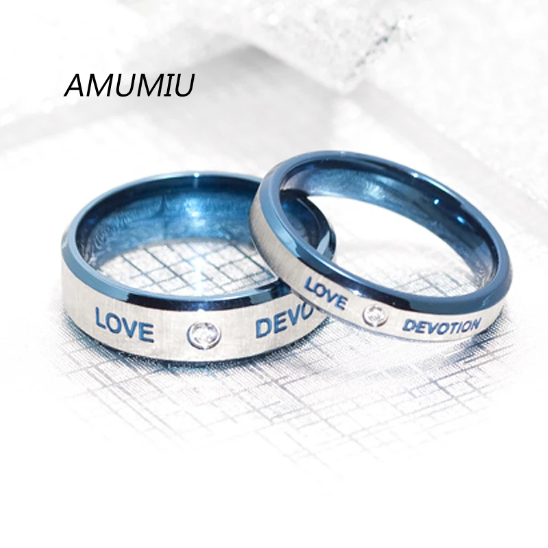 AMUMIU 2017 модные двухцветные серебряные и синие юбилейные пары влюбленные кольца из