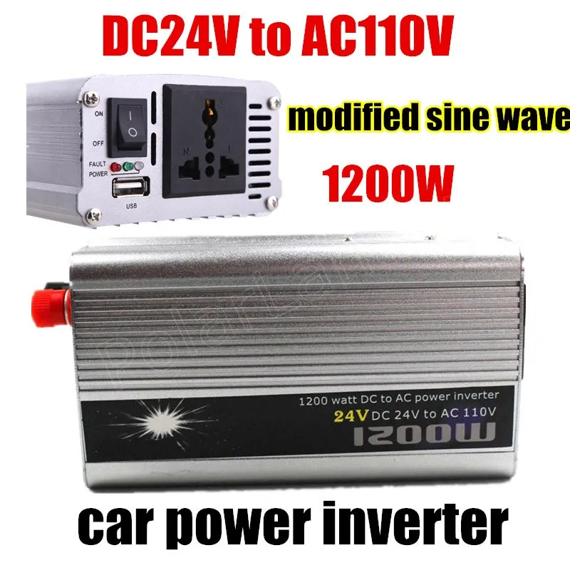 

Portable Car Charger 1200W WATT DC 24V to AC 110V 50 Hz Car Bus Auto Voltage Power Inverter Converter Transformer Power Supply