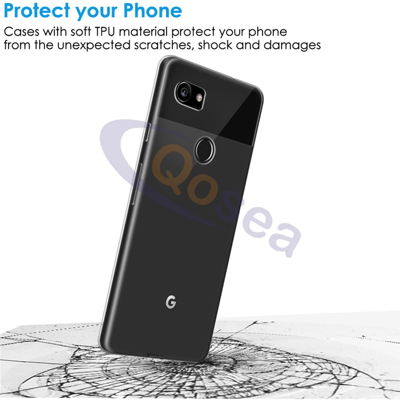 Qosea для Google Pixel 2 XL чехол противоударный Тонкий Силиконовый ТПУ кожа Защитная