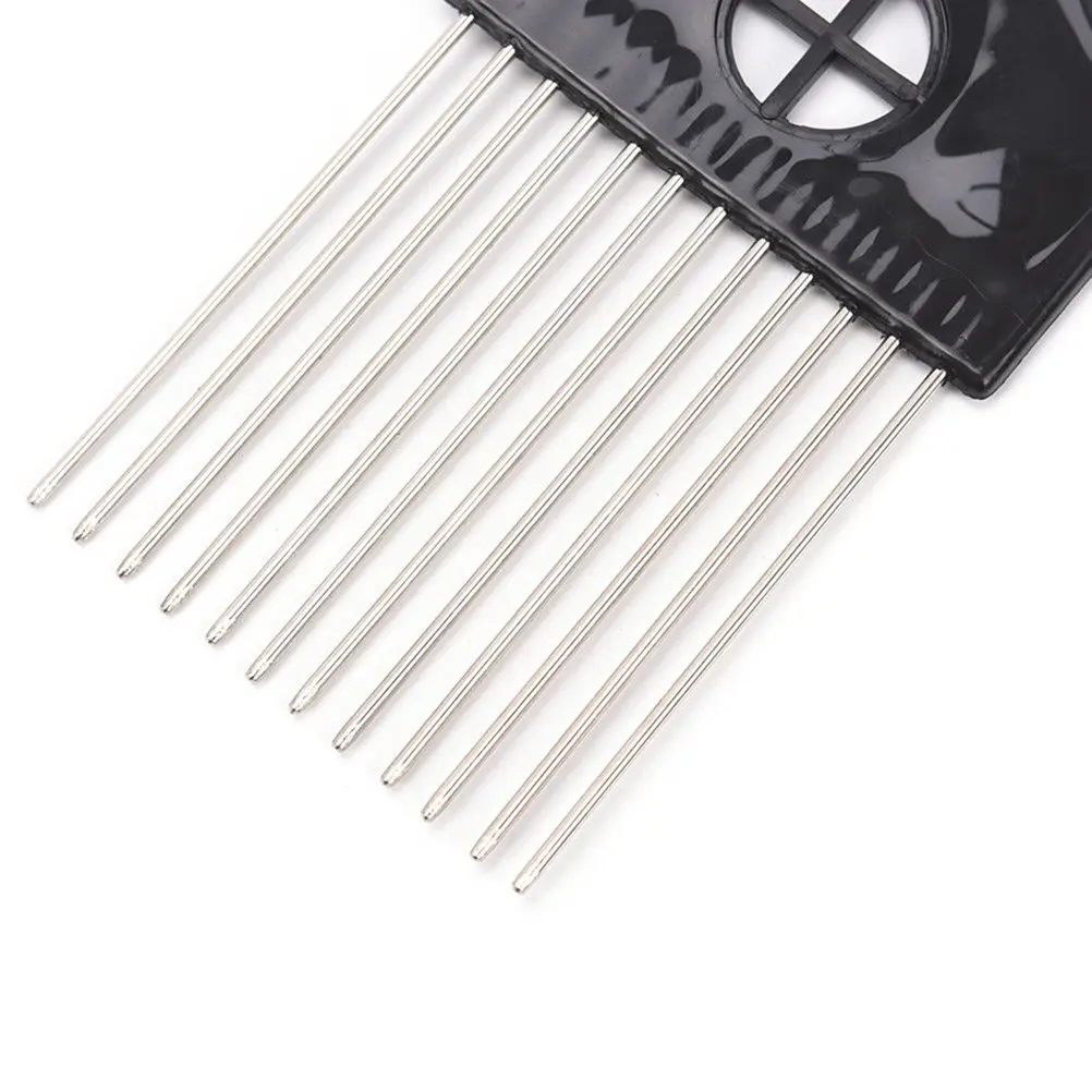 Fist Shape Handle Hairdressing Brush Styling Tool Wide Teeth Metal Afro Comb Insert Curly Hairbrush Hair Fork Pick | Красота и