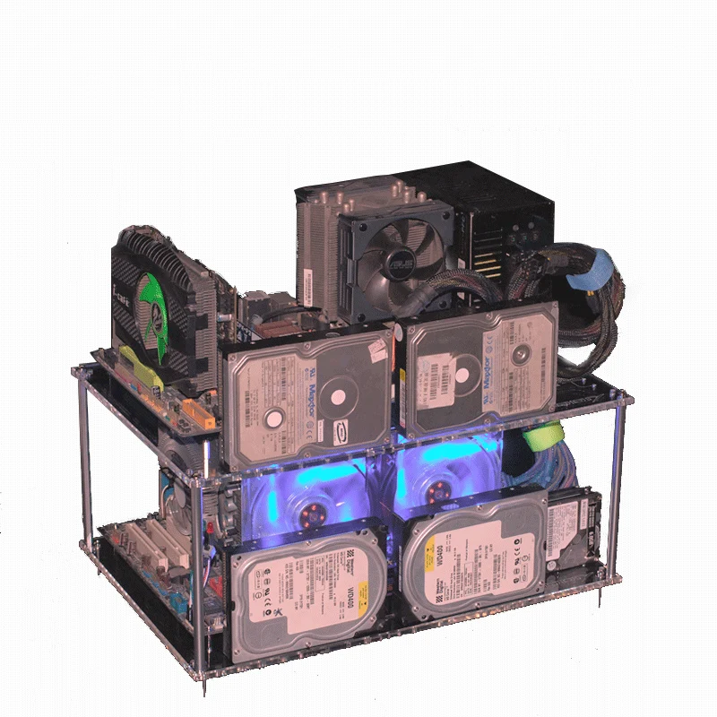 Персонализация «сделай сам» прозрачная акриловая открытая оправа ATX настольные компьютеры шасси в корпусе открытая платформа испытательная скамья