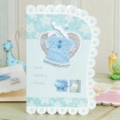 5 шт./партия, высококачественные детские приглашения, кружевные Детские открытки, пригласительные открытки для мальчиков и девочек, складные открытки на день рождения - Цвет: 14x21cm