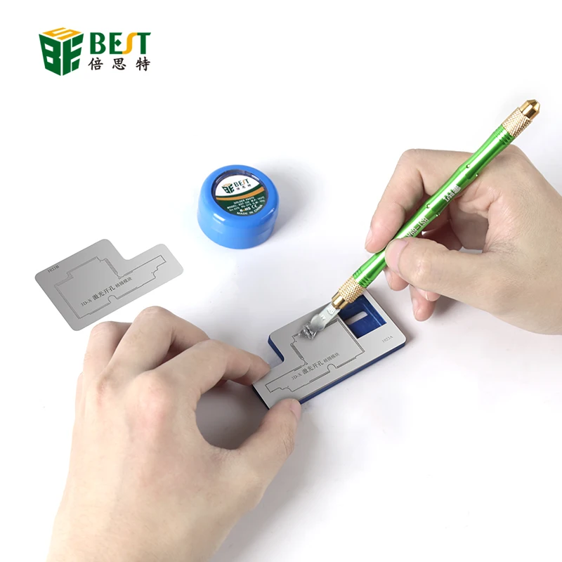 

For iPhone X/XS/XR/XS MAX 3D BGA Reballing Stencil Kit Motherboard Middle Layer Planting Tin Template Soldering Net