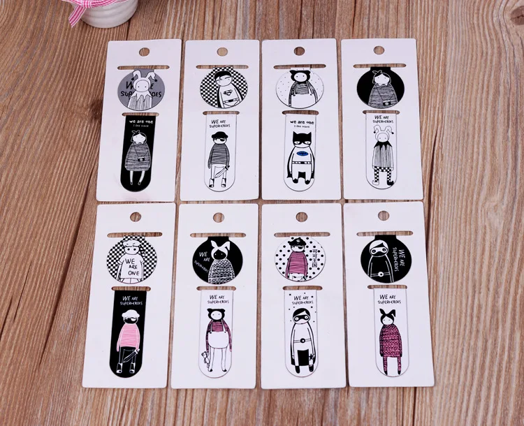 Белая и Черная магнитная закладка с героями мультфильмов забавные магнитные