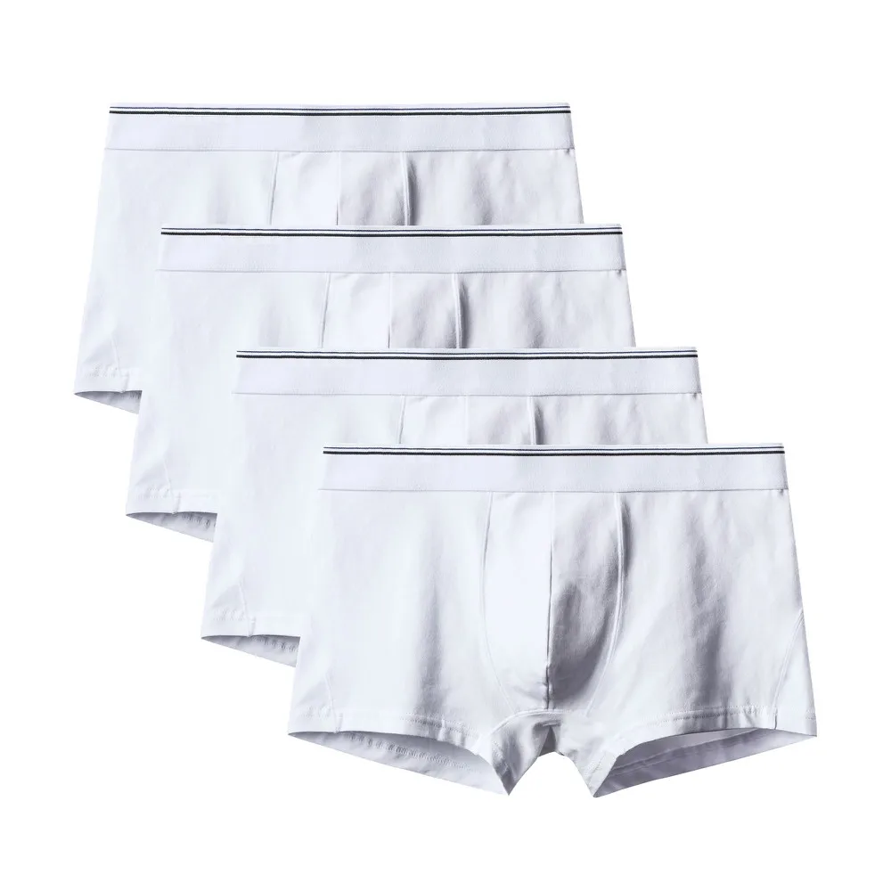 4Pcs A2425 White 4 шт./партия, горячее мужское хлопковое нижнее белье, мужские боксеры, привлекательное нижнее белье, мужские комфортные трусики из «дышащей» ткани, Cueca, боксеры, шорты, плюс жир 6XL - Цвет: 4Pcs A2425 White