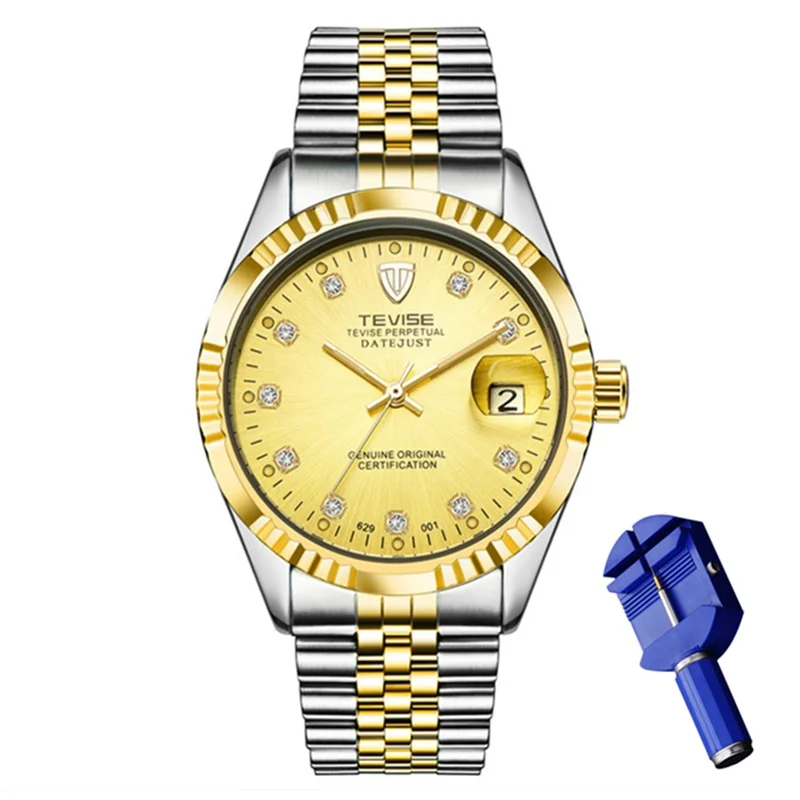 gold gold jianjin Новые автоматические часы TEVISE, мужские роскошные золотые механические часы, водонепроницаемые повседневные мужские наручные часы из нержавеющей стали saat erkekler - Цвет: gold gold jianjin