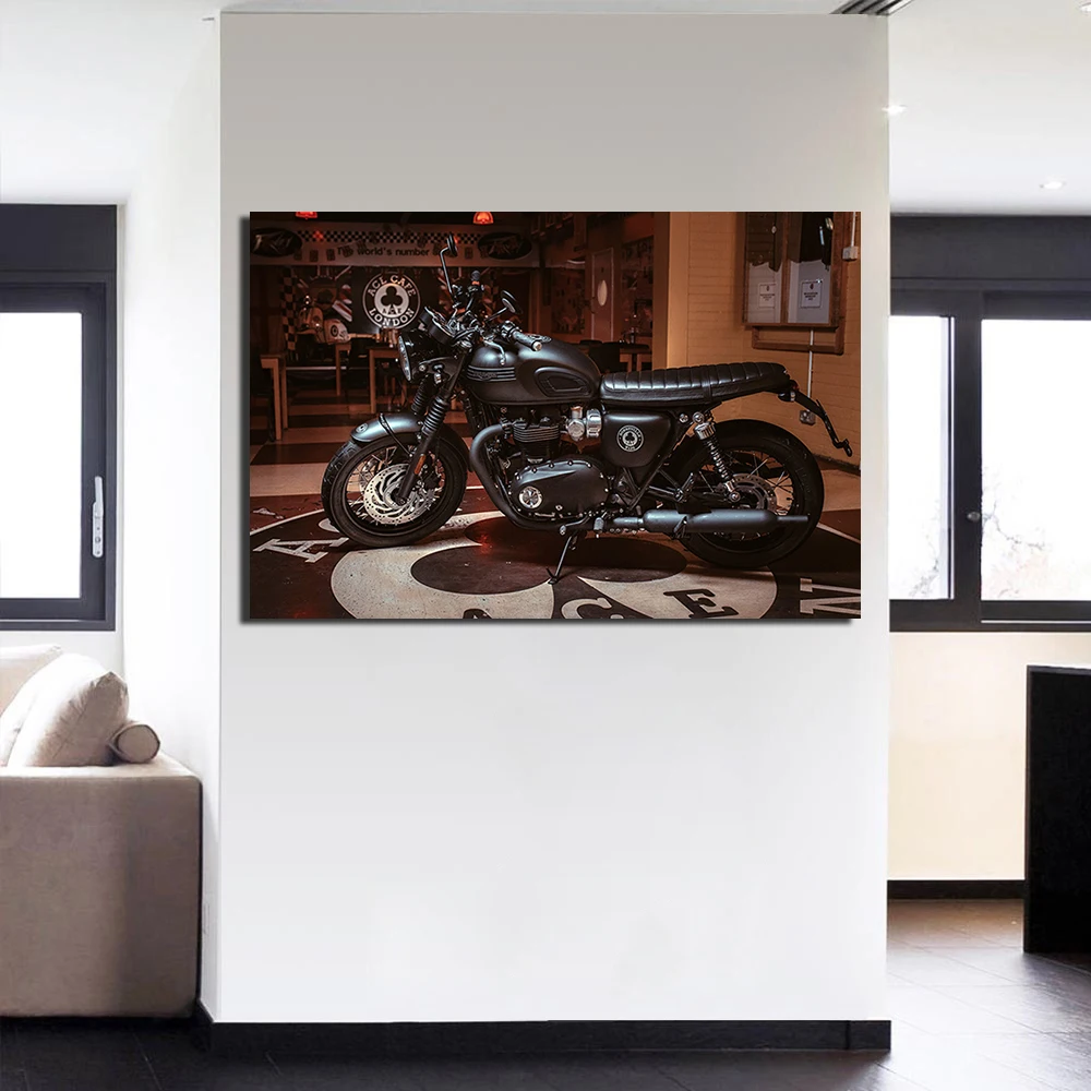 Триумф Bonneville T120 супермотоцикл Wall Art Плакаты тканевые туфли тканевые с принтом для домашнего декора