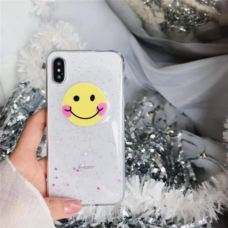 Чехол для телефона XSMYiss iPhone X 6 6S 7 8 Plus милый прозрачный мягкий чехол со смайликом и