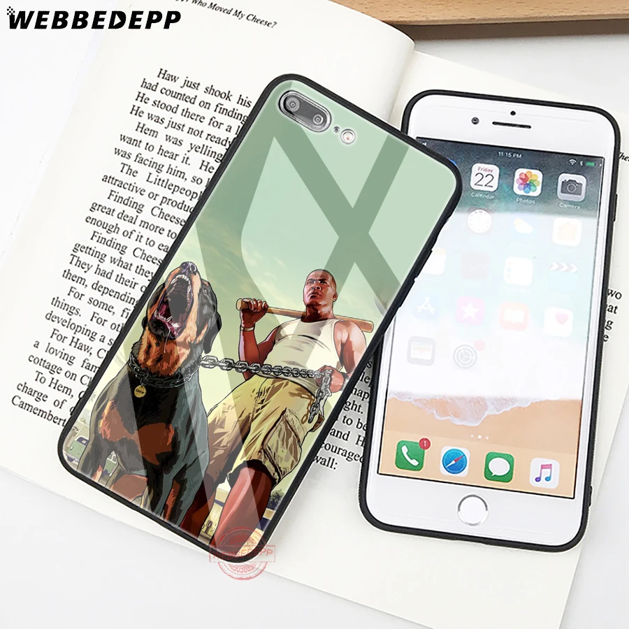 WEBBEDEPP Grand Theft Auto GTA V чехол для телефона из закаленного стекла Apple iPhone XS Max XR X 8 7 6S Plus 5S