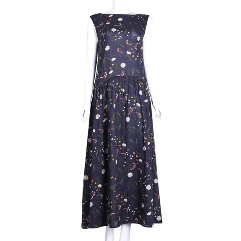 Летнее макси платье женское хлопковое льняное богемное женская одежда с