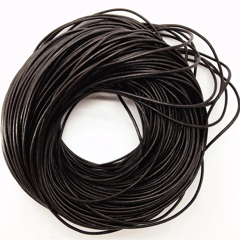 About the Fit 2mm 100M/Pack Round Leather Cords Cow Genuine Leather Lace Beads Accessories For Women Men Bracelet Jewelry Making