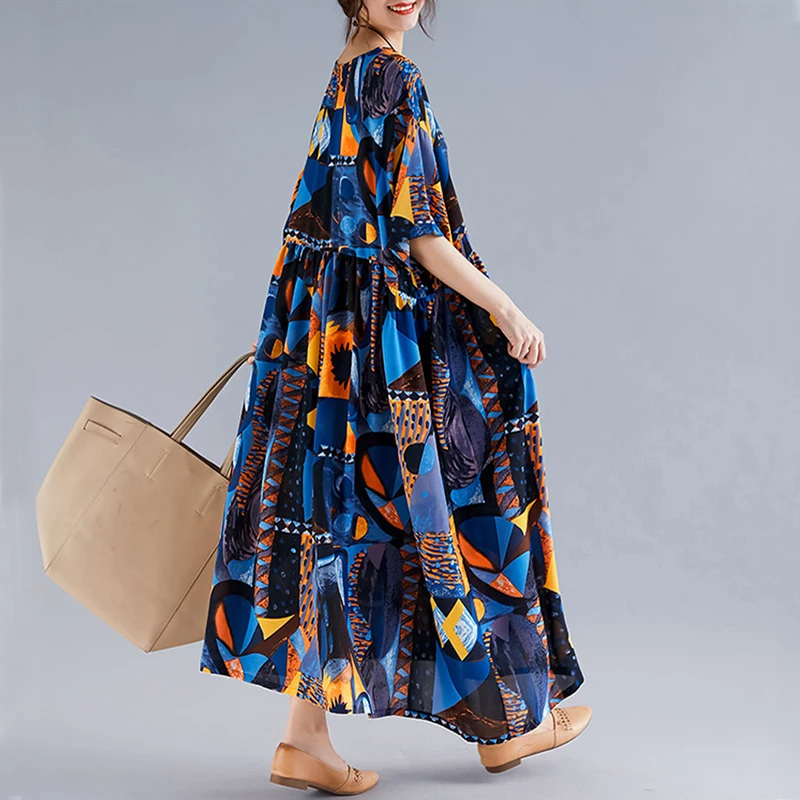 Женское богемное длинное платье Elegdream повседневное большого размера из хлопка и