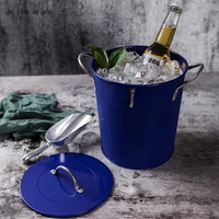 baked paint modern zinced iron ice bucket with lid and stainless steel scoop