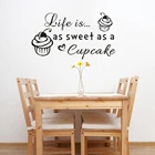 Наклейка для кухонной стены жизнь-это сладкий как кекс Цитата стены Стикеры хлебобулочные Dessret магазин стены окно настенные Украшения для кухни AY1624