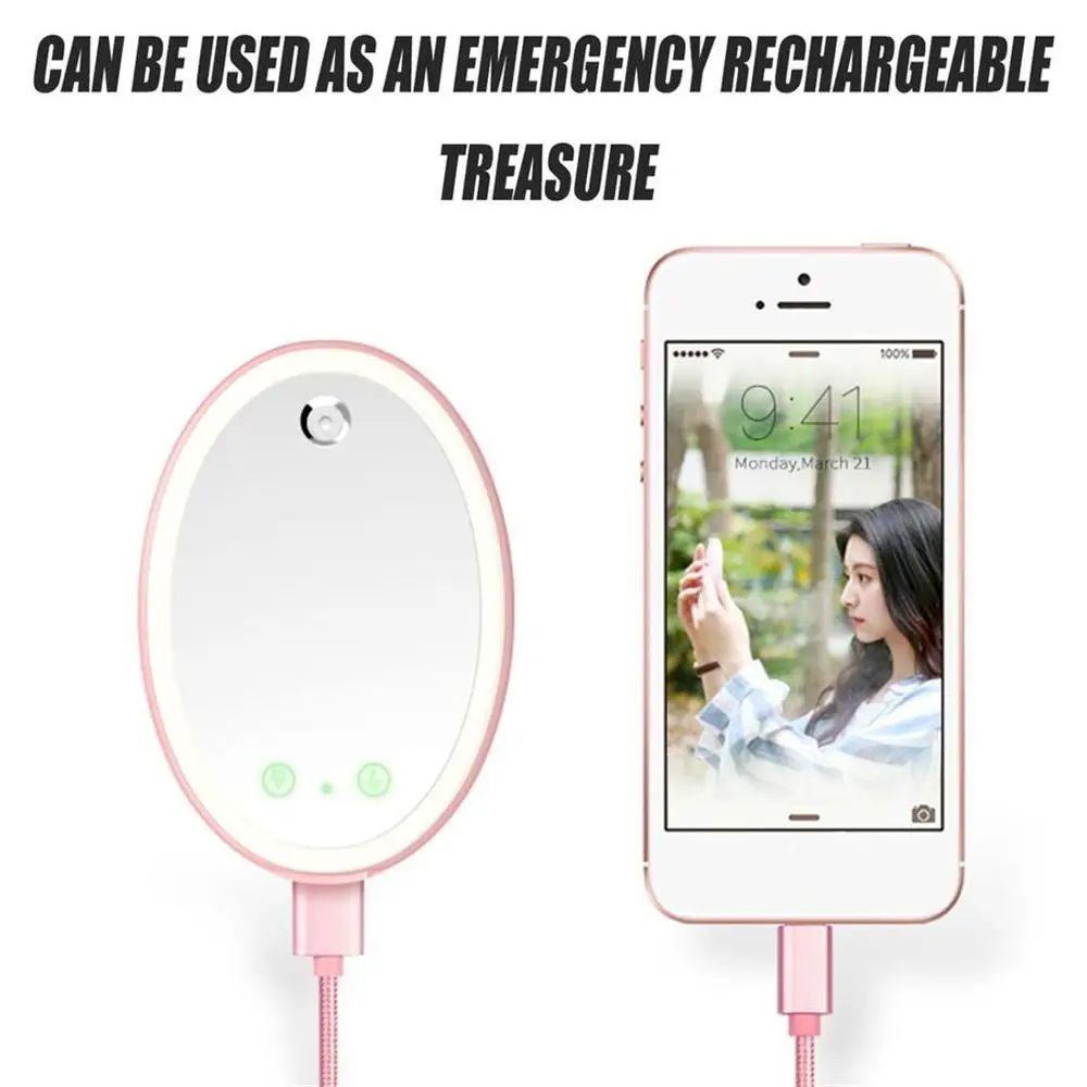 

Makeup Mirror LEDs Portable Cosmetic Mirror Facial Hydrating Sprayer Rechargeable Stand for Bathroom Bedroom Travel
