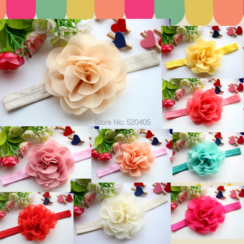

Girl Headband Flower Elastic Headband Newborn Photo Prop Hairbands 24pcs