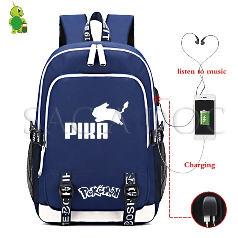 6 Рюкзак для ноутбука Pokemon Pikachu с usb-зарядкой для подростков, девочек, мальчиков, Gengar Eevee, школьные сумки, многофункциональные повседневные дорожные сумки - Цвет: 6