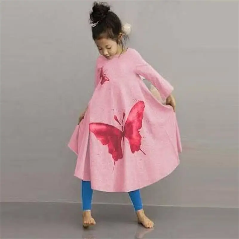 Brand New Cotton Girls Dress Horn Big Butterfly Princess Girl Clothes Long evening party dress Children | Детская одежда и обувь