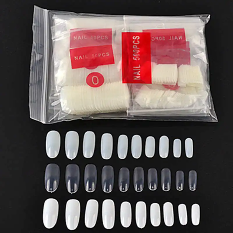 300Pcs Накладные кончики для ногтей, цветные карты, прозрачное белое кольцо с пряжкой, инструменты для маникюра, маникюрные инструменты, кончики для ногтей - Цвет: 300Pcs