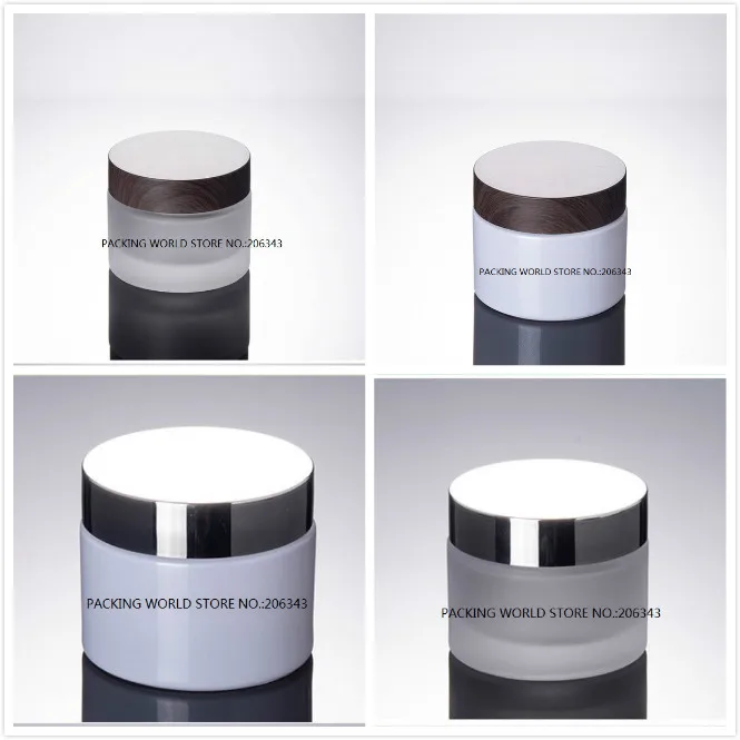 50 г Матовая/белая стеклянная банка/бутылка Блестящая серебряная деревянная