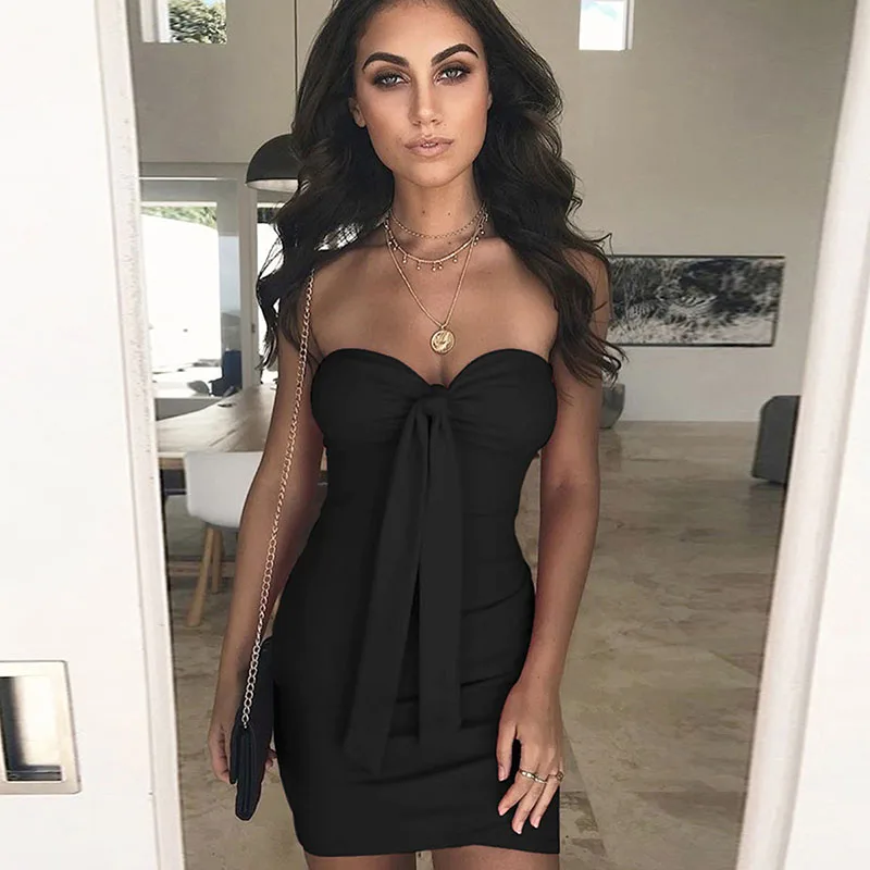 Женское платье в европейском стиле однотонное облегающее ночного клуба на лето