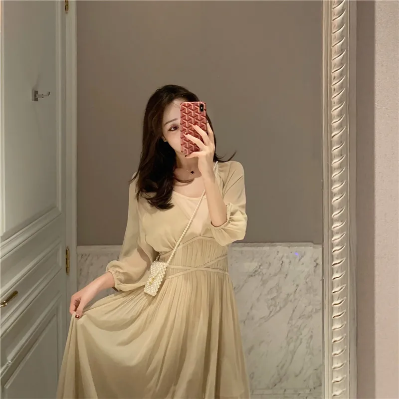 Женское шифоновое платье трапеция в стиле ретро праздничный комплект из двух