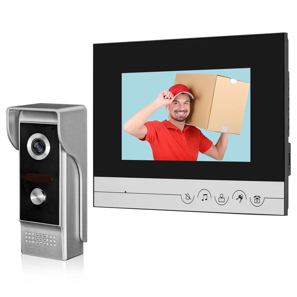 with one monitor Новинка 7 ''цветная Проводная видеодомофон система дверной звонок камера ИК КМОП ночного видения металлический водонепроницаемый 700TVL для дома - Цвет: with one monitor
