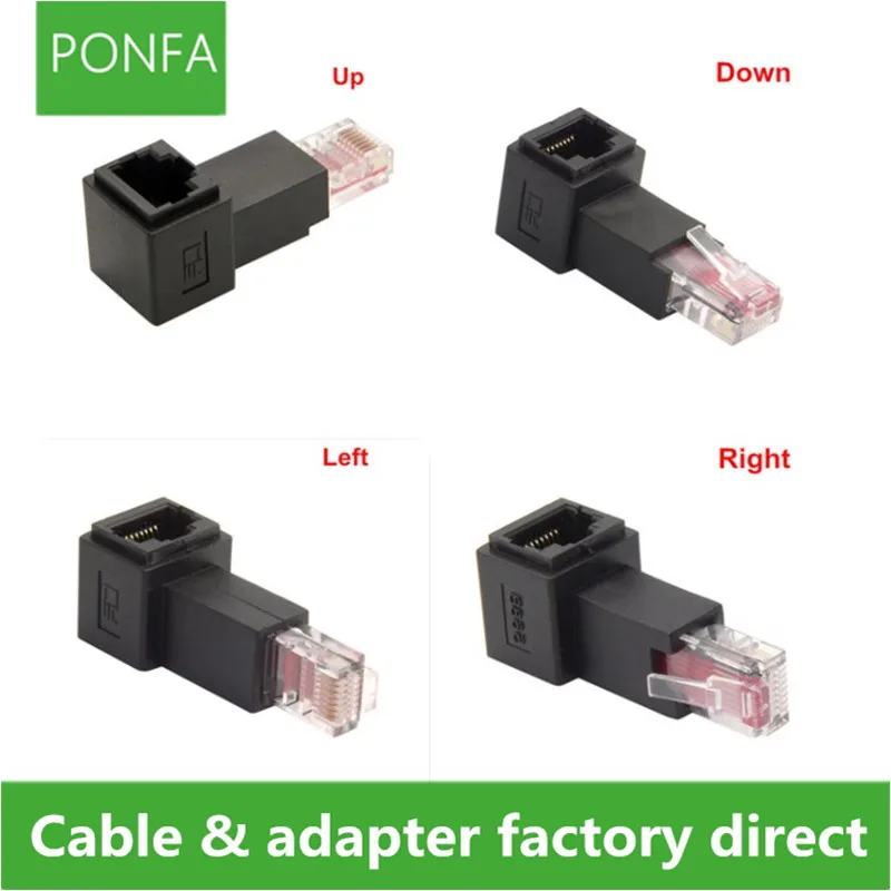 Multi-angle RJ45 Up Down Right Left Angled 8P8C FTP STP UTP Cat 5e Male to Female Lan Ethernet Network Extension Adapter Angle |