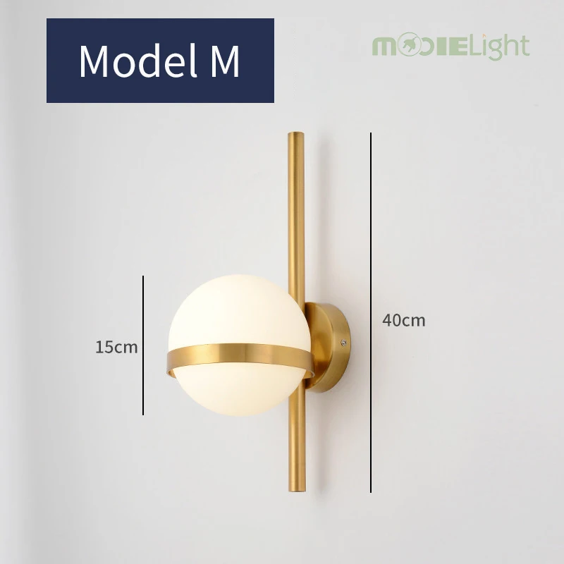 Model M Mooielight светодиодный настенный светильник из стекла для помещений в современном скандинавском стиле E27 лампа Настенные Бра Настенные светильники для спальни прикроватные украшения дома - Цвет абажура: Model M