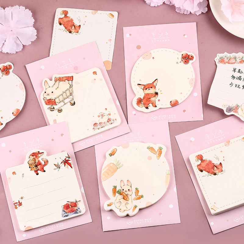 Kawaii клубника лиса N Times Липкие заметки Escolar Papelaria школьные