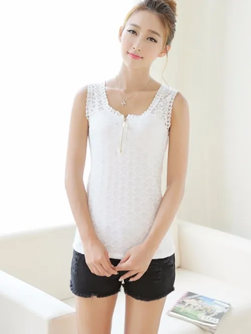 M-4XL, женские сексуальные кружевные кофточки, на молнии, с вырезом, без рукавов, эластичные, облегающие, кружевные майки, женские, черные, белые, размера плюс