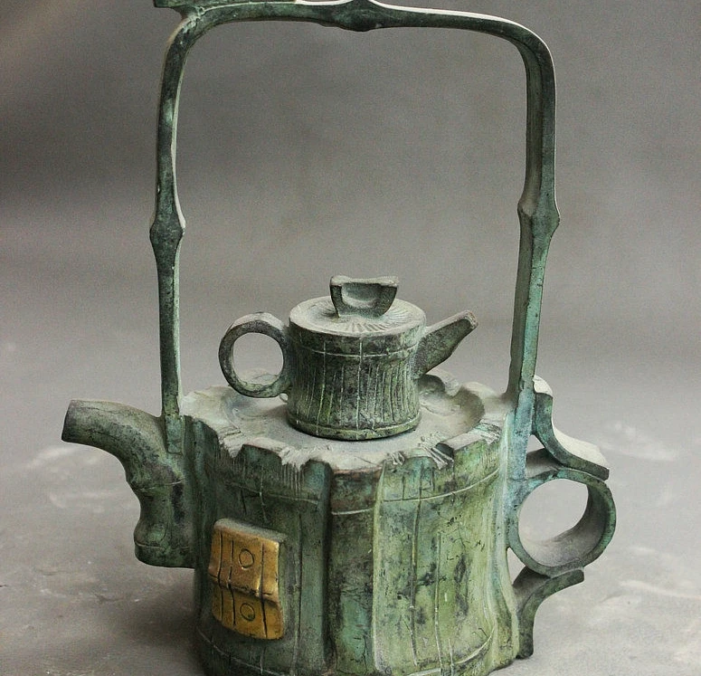 Коллекция Китай старинная бронзовая позолота бамбуковая форма ручка