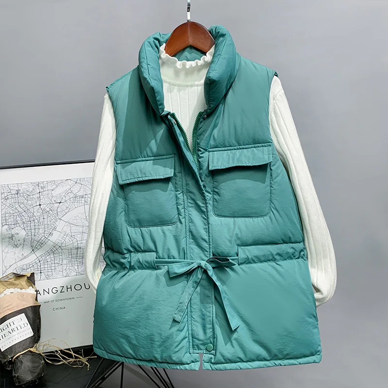 Хлопковый жилет средней длины для дам на осень и зиму | Женская одежда