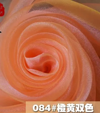 ORANGE-YELLOW Двухцветная двухцветная ткань из органзы, Блестящий Мягкий светильник, ткань для занавесок, 3 метра за штуку - Цвет: ORANGE-YELLOW