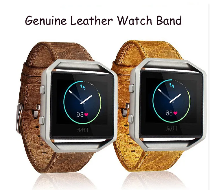 23mm Retro Brown Real Genuine Leather Strap for Fitbit Blaze Fitness Smart Watch Band Metal Buckle Bracelet with Pins | Наручные часы