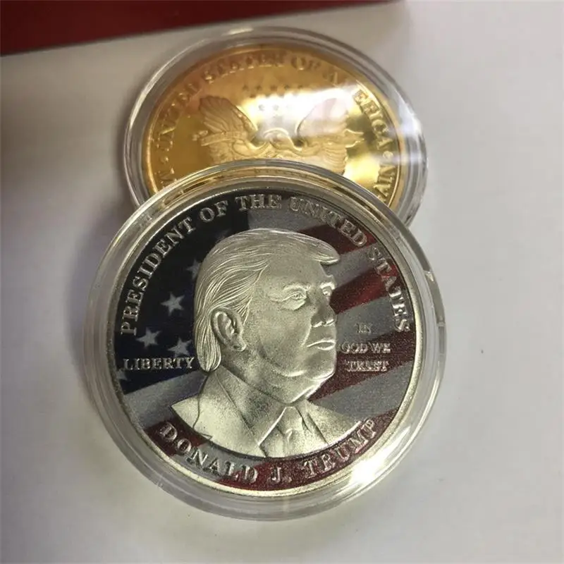 H1301-S Дональд Трамп,, держать Америку великим полководцем, золото, серебро, вызов, монета, Америка, 45-й президент, памятная монета - Цвет: H1301-S