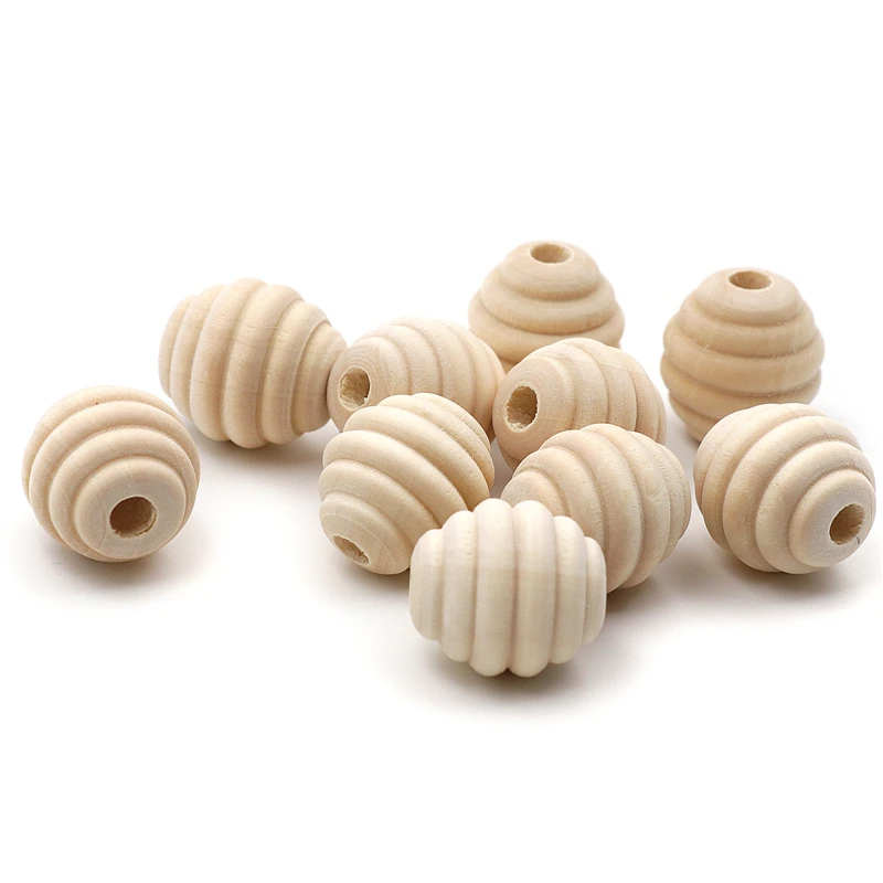 Baby Wooden Teether Food Grade Beehive Wood Beads Infant Kids Teething beads 50 piece | Мать и ребенок