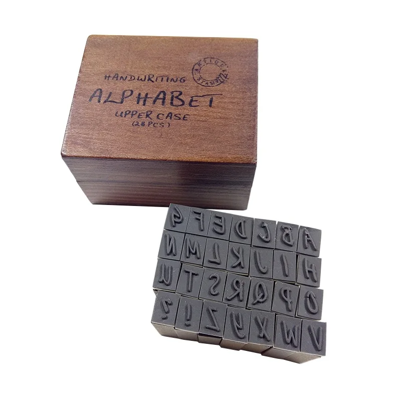 28 шт./компл. деревянная коробка винтажный многоцелевой почерк Lowercase & Uppercase
