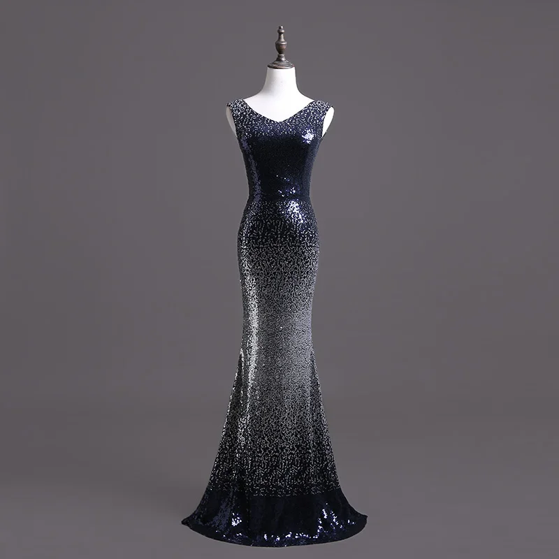2019 INS популярное вечернее платье длиной до пола с блестками и v-образным вырезом