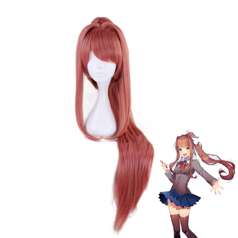 Парик для косплея по мотивам игры Doki Literature Club Monika длинный прямой парик конского