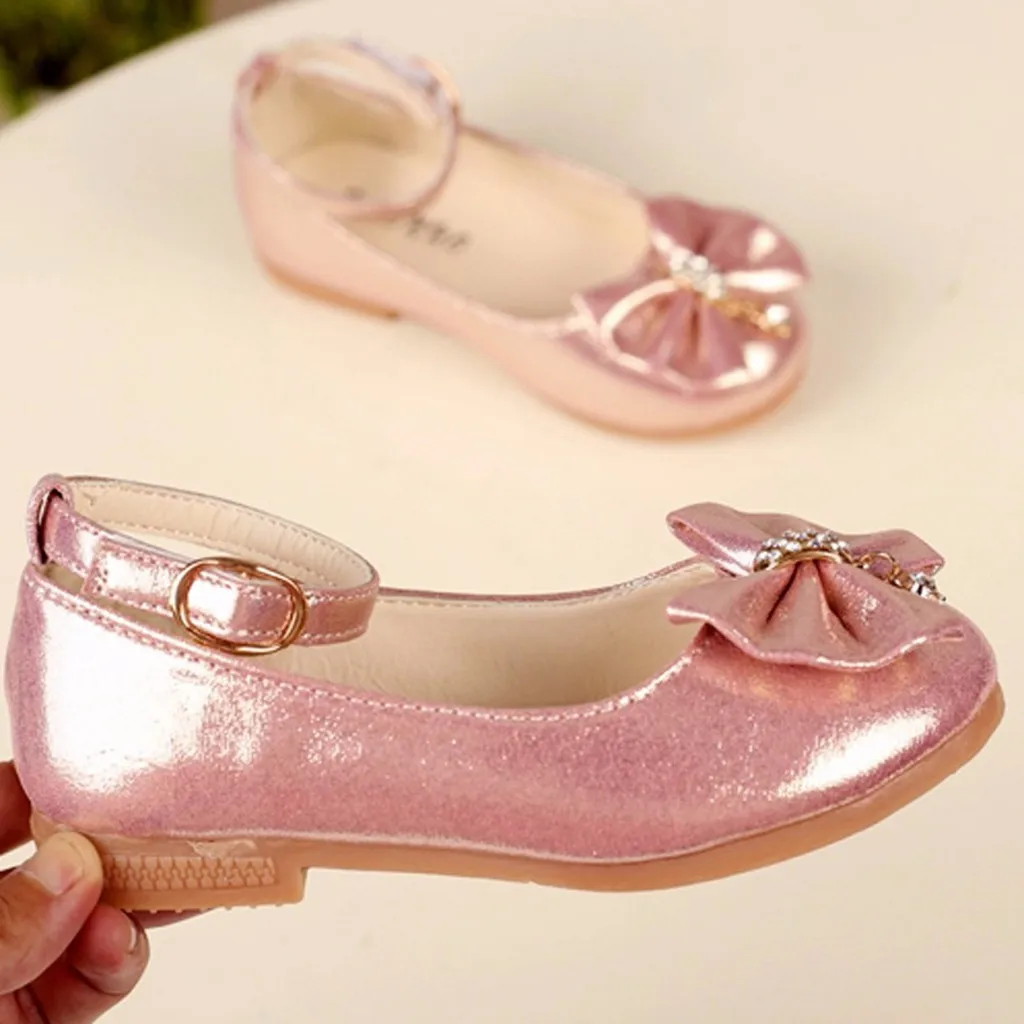 

Children Kids Baby Girls Bowknot Crystal Dance Shallow Single Shoes Toddler Girl Sandals