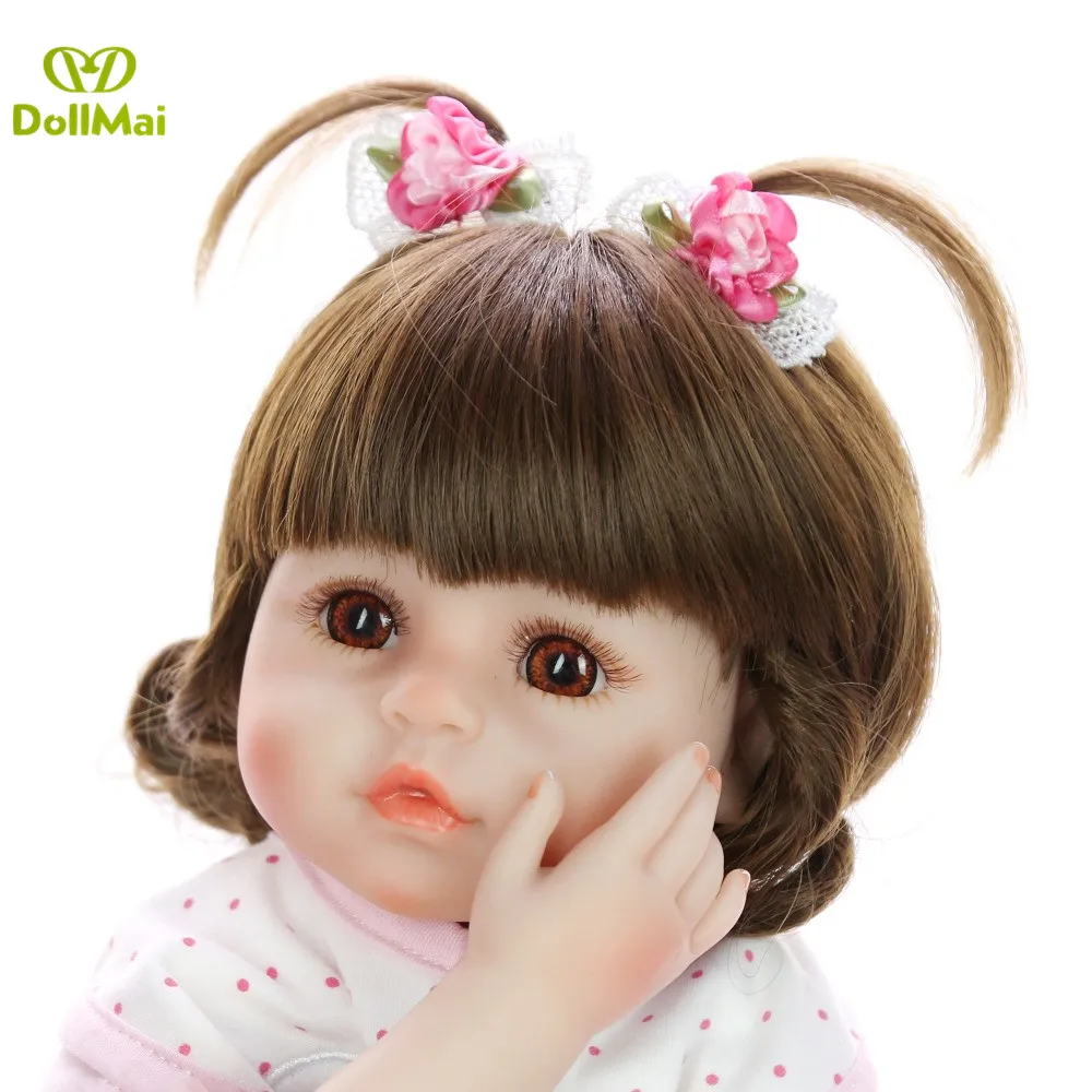 DollMai 18''Reborn кукла для маленьких девочек Мягкая силиконовая Возрожденный