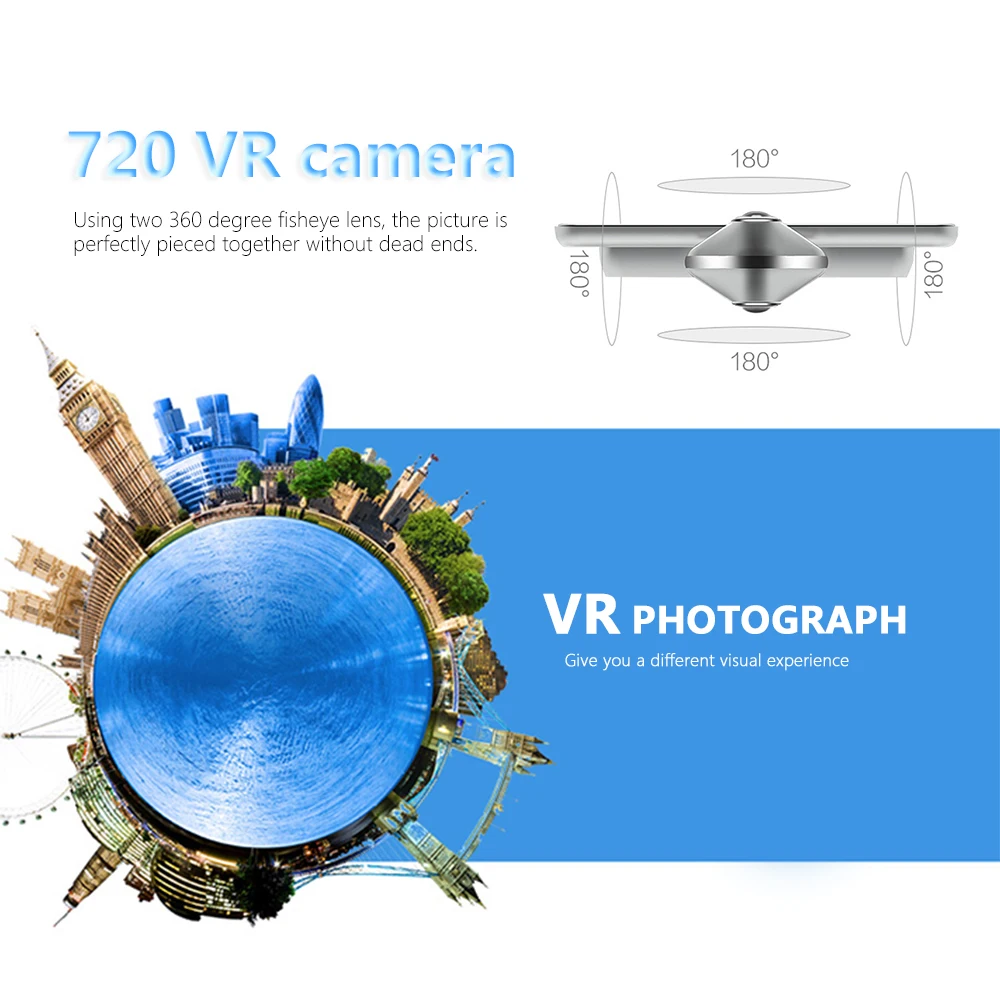 Podofo 720 градусов VR камера Wi Fi 360 панорама 5 ''автомобильный рекордер 1080FHD ips экран