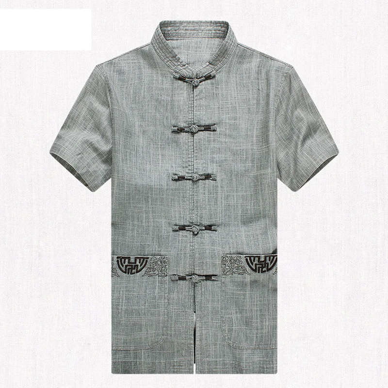 

Cotton Linen Brand New Arrival Chinese Traditional Men's Embroider Kung Fu Shirts Tops M L XL XXL 3XL 4XL MS2015021