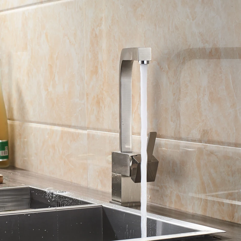 

Black Pull Out Kitchen Sink Faucet Brass Square Bathroom Kitchen Sink Mixers Hot and Cold Water Tap Deck Mounted 4 Colors