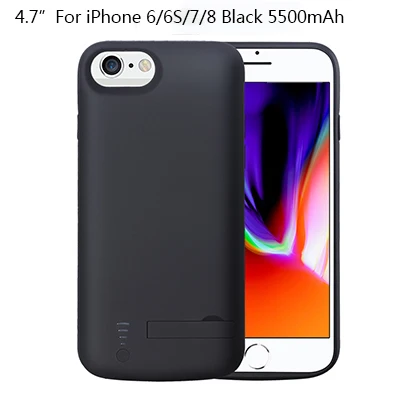4.7 Black 50 шт./партия BRSUANG 5000-8000 мАч Внешнее зарядное устройство чехол Зарядное устройство Задний зажим Powerbank для iPhone XS MAX X XR 8 7 Plus 6 S Plus - Цвет: 4.7 Black