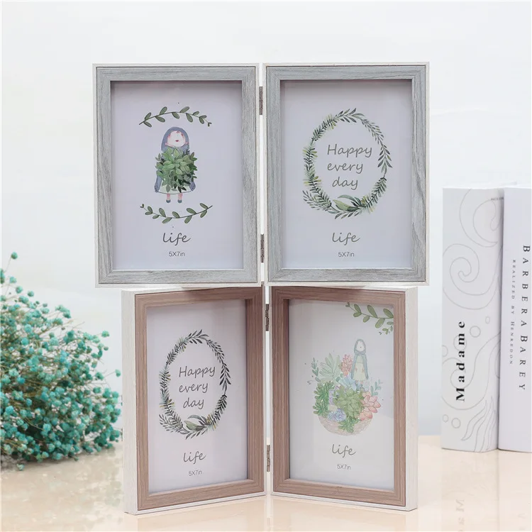 Деревянная детская фоторамка Двухстворчатая 6/7 8 дюймов декоративная домашнее