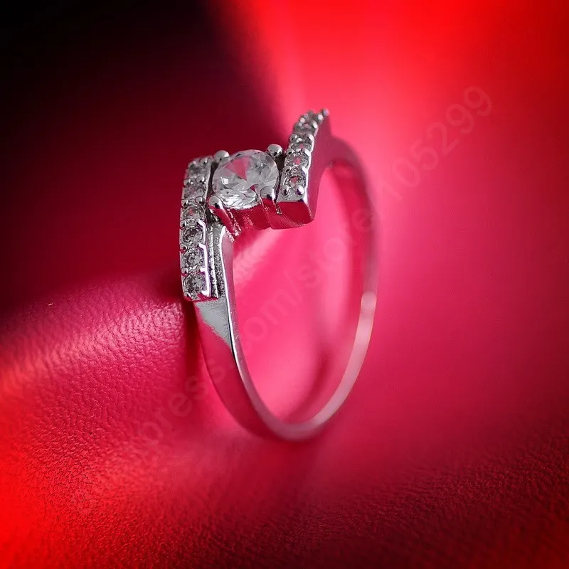 Роскошные ювелирные изделия из чистого искусственного серебра кольцо с фианитом