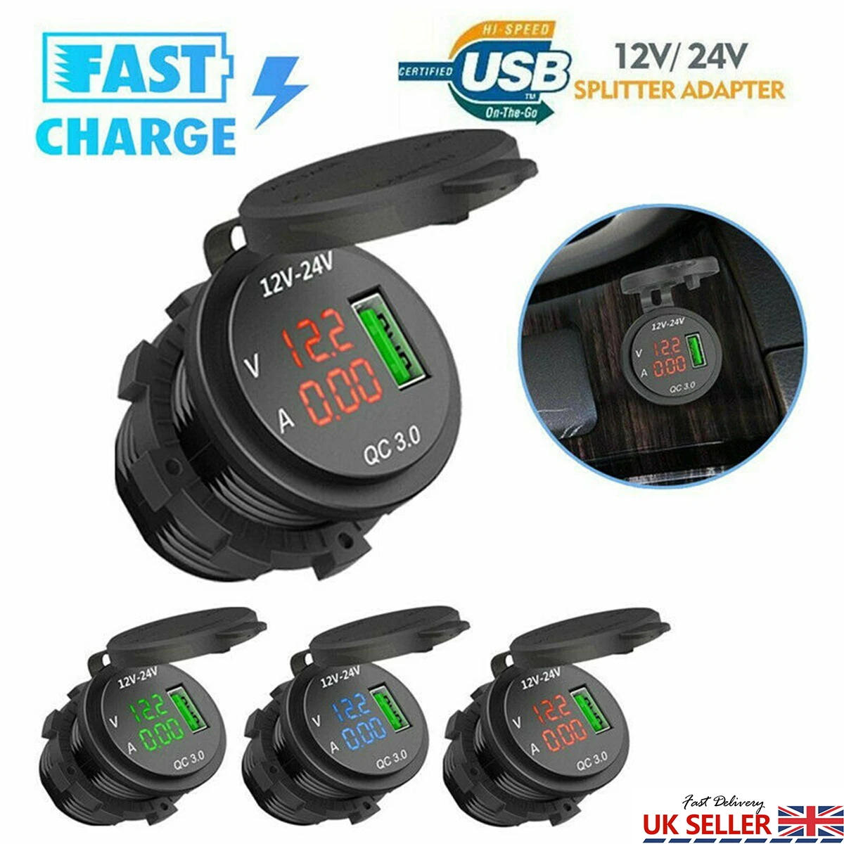 12-24 в USB быстрая зарядка 3 0 5 3A светодиодный дисплей зарядное устройство вольтметр